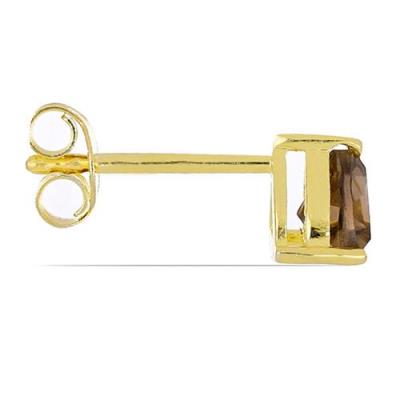 BUY 925 SILVER NATURAL SMOKY SINGLE STONE EARRINGS 